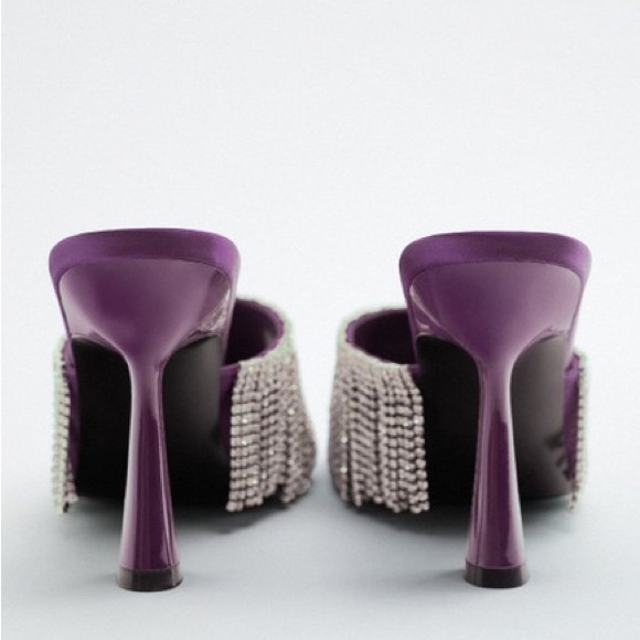 New Zara Purple Sparkly Rhinestone Heeled Sandals 3800/810 Size 6.5 7.5 8 9 - Picture 2 of 12